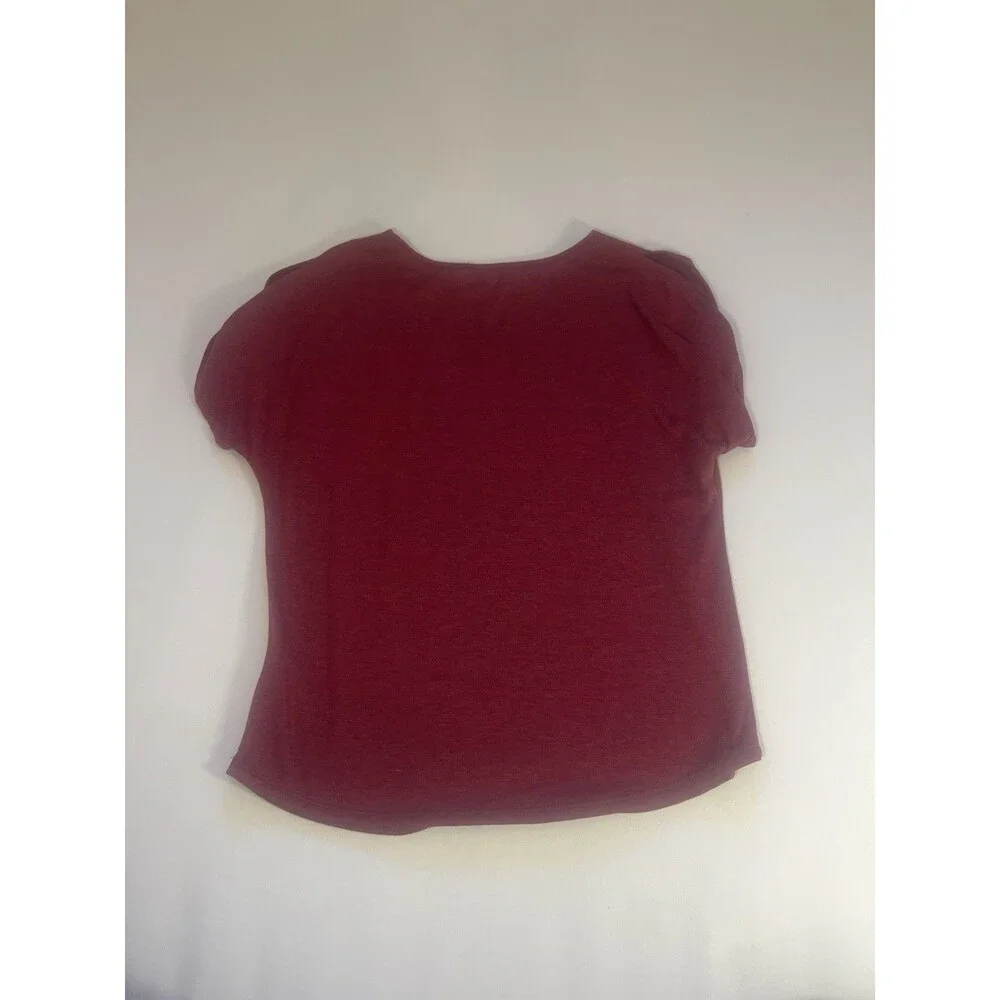 Colette Burgundy Cold Shoulder Top XS | Soft Stretch Knit Blouse - Picture 7 of 7
